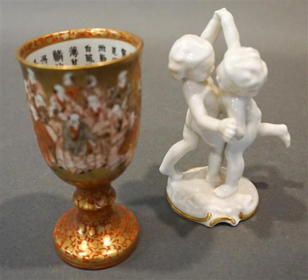 JAPANESE KUTANI STEM CUP AND A