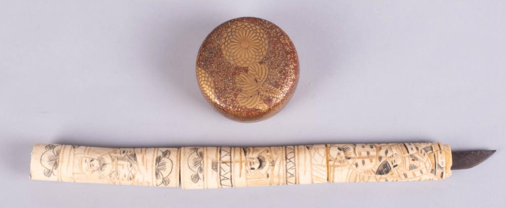 JAPANESE LACQUER INCENSE BOX AND