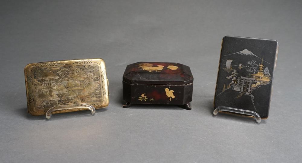 JAPANESE LACQUERED BOX AND TWO