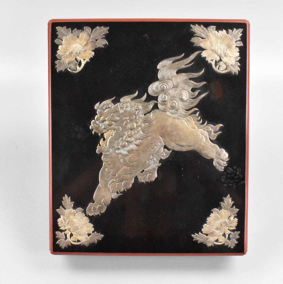 JAPANESE LACQUERED BOX W/ SILVER
