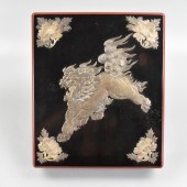 JAPANESE LACQUERED BOX W/ SILV