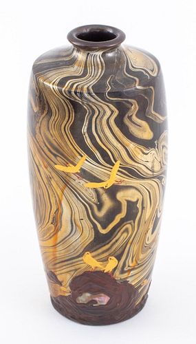 JAPANESE LACQUERED BRONZE VASE WITH