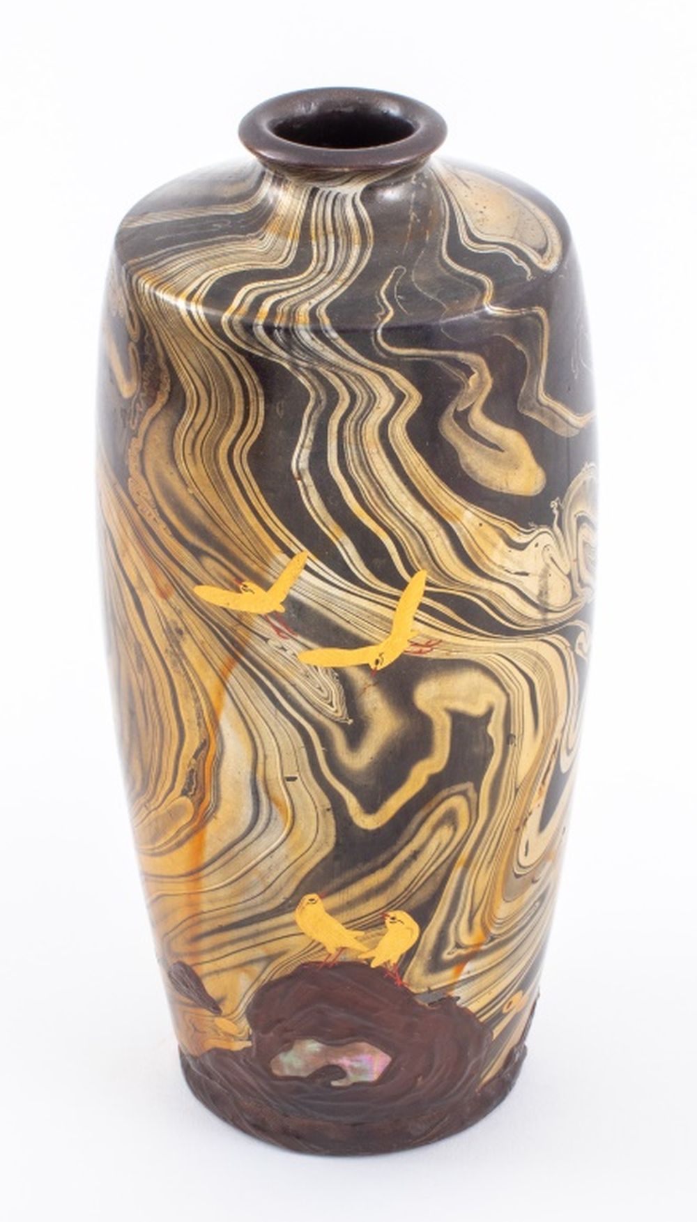 JAPANESE LACQUERED BRONZE VASE WITH