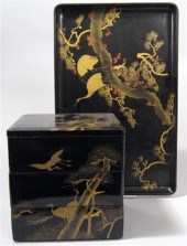 Japanese lacquered tray and th