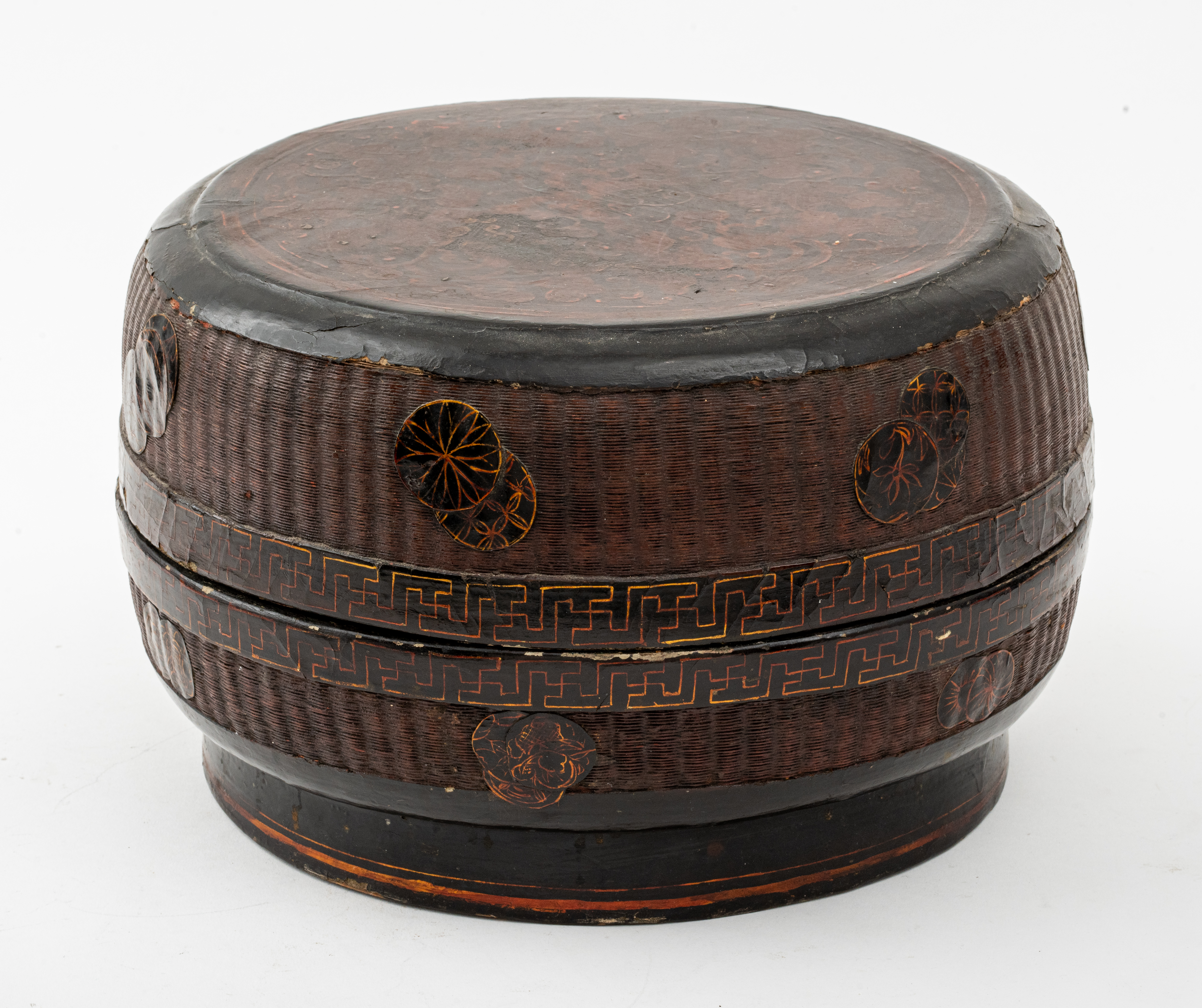 JAPANESE LACQUERED WOVEN LIDDED