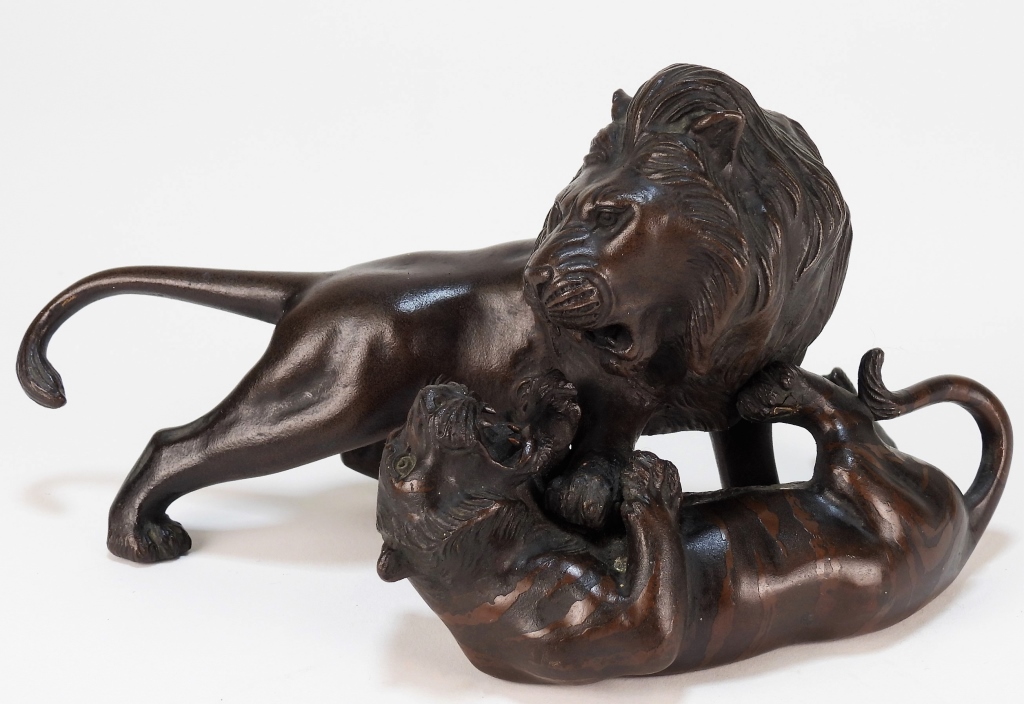 JAPANESE LION & TIGER BRONZE