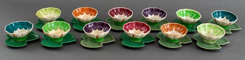 JAPANESE MAJOLICA DESSERT BOWLS AND