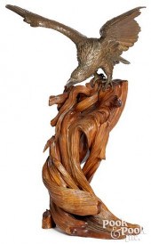 JAPANESE MEIJI BRONZE EAGLE ON