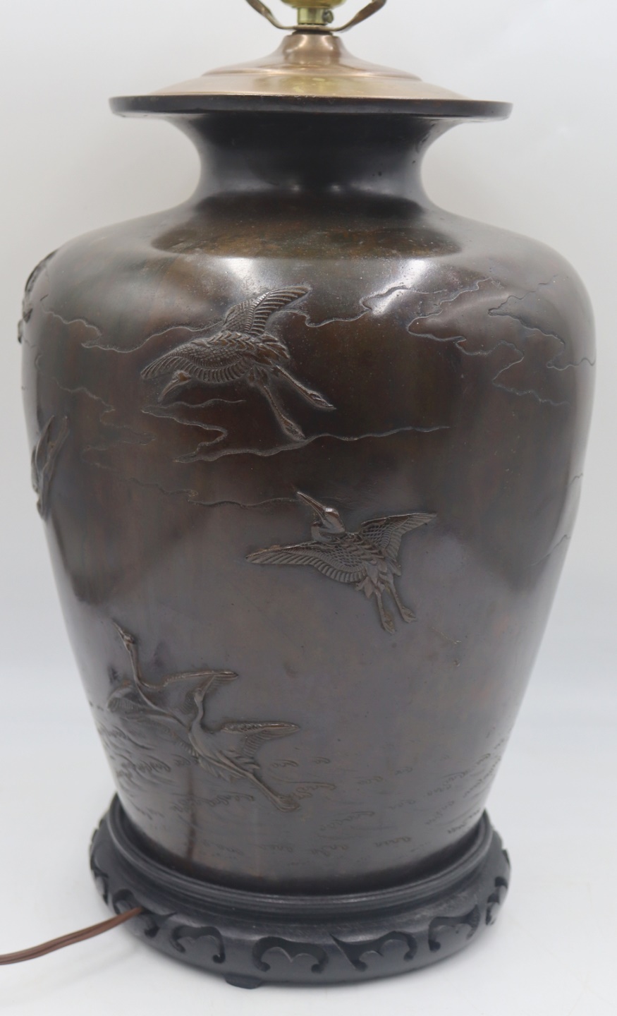 JAPANESE MEIJI BRONZE LAMP WITH