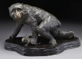 Japanese Meiji bronze Macaque