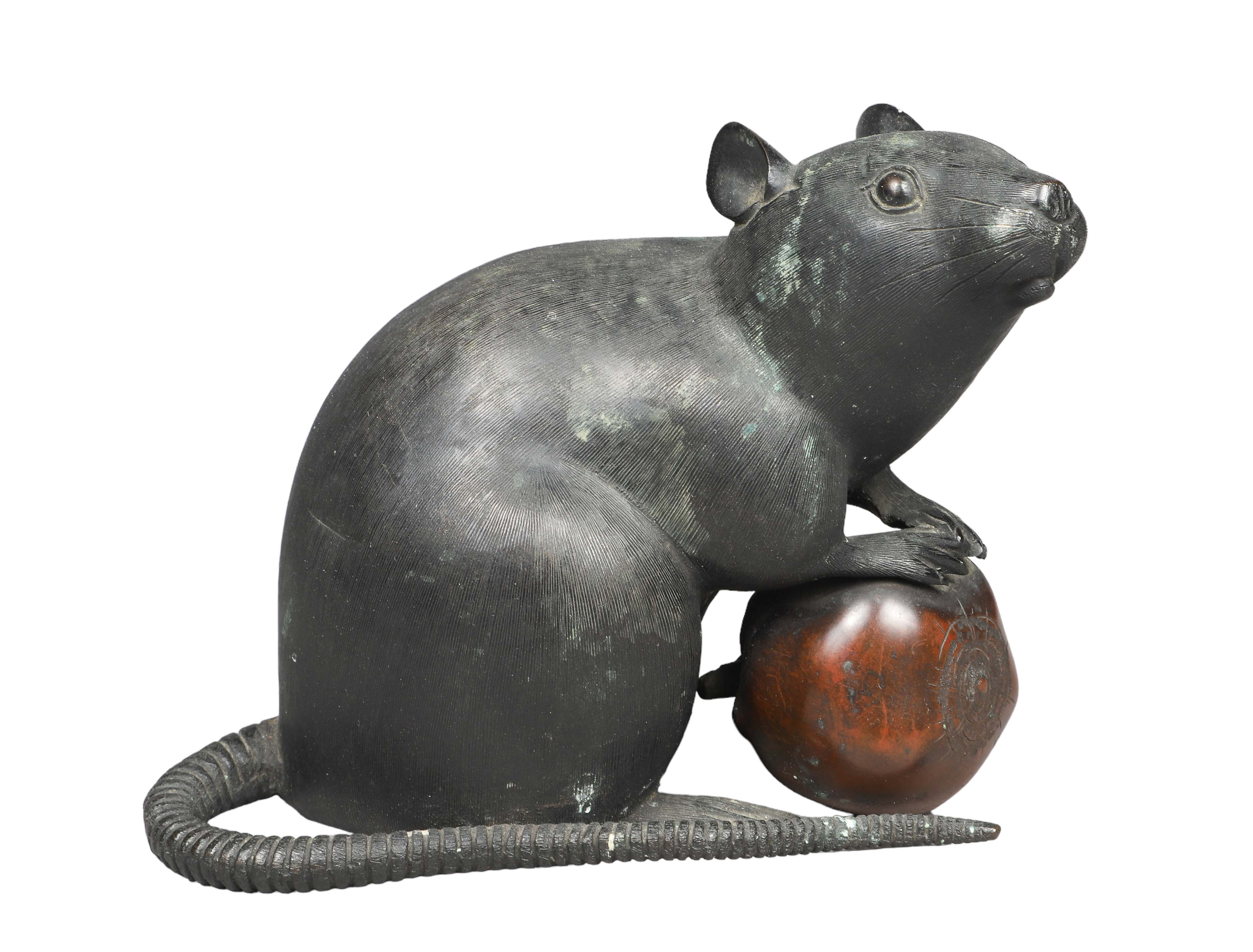 Japanese Meiji bronze rat with