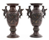 JAPANESE MEIJI BRONZE VASES, P