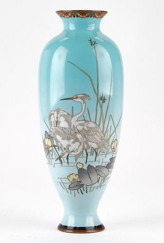 JAPANESE MEIJI CLOISONNE VASE W/