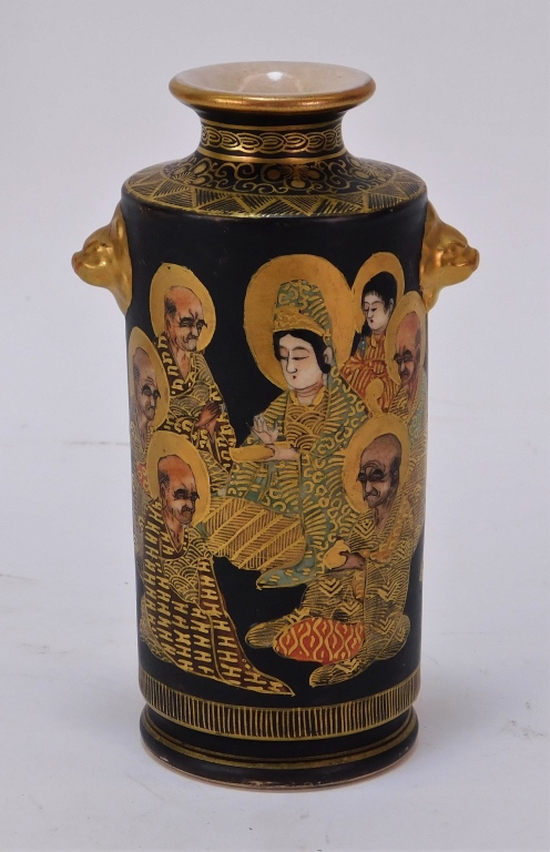 JAPANESE MEIJI GILT BLACK SATSUMA