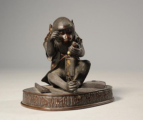 JAPANESE MEIJI PERIOD BRONZE SEATED