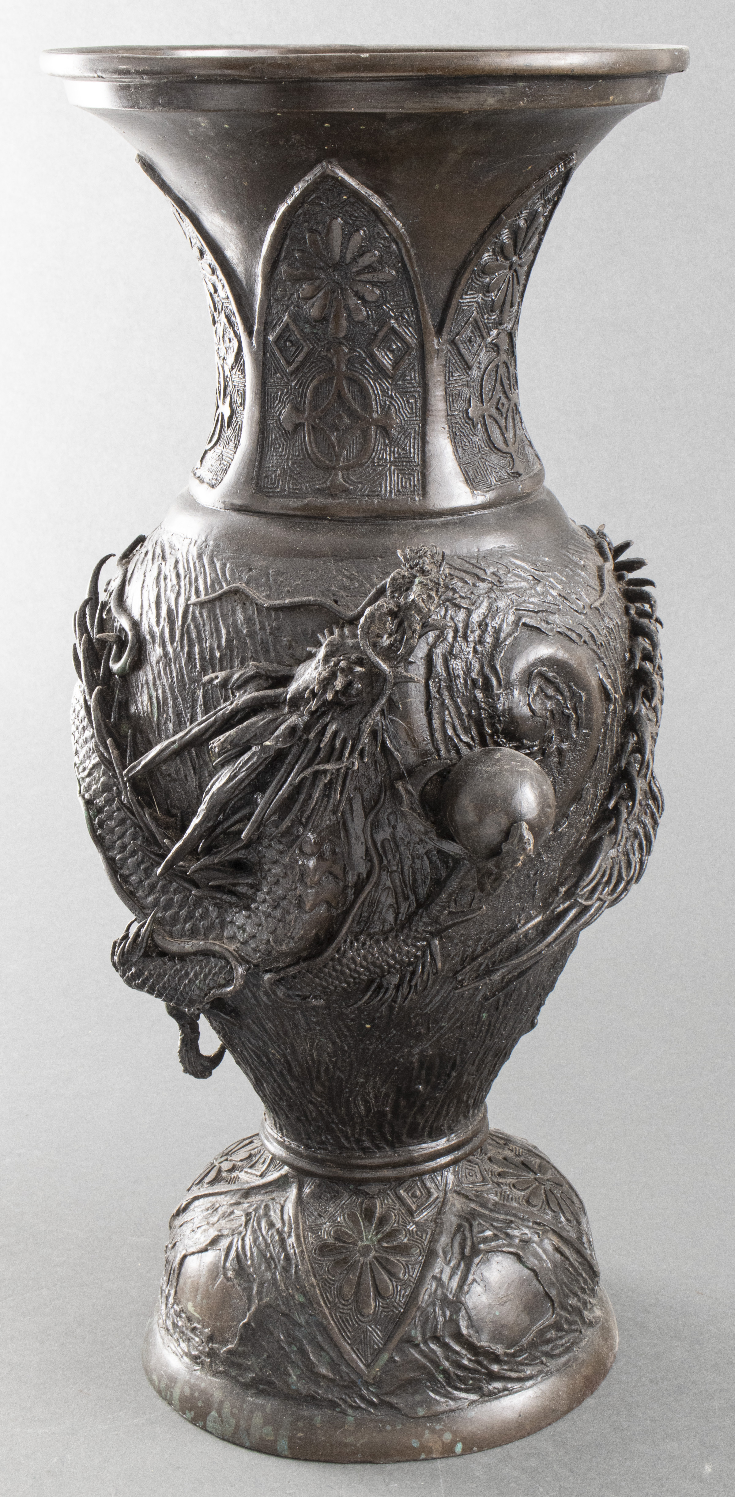 JAPANESE MEIJI PERIOD BRONZE VASE W
