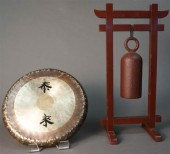 JAPANESE METAL BELL ON STAND A