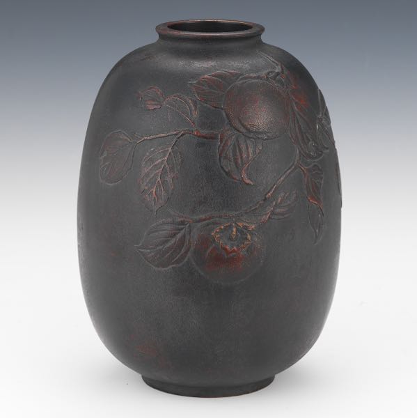 JAPANESE MIX METALS OVOID VASE WITH