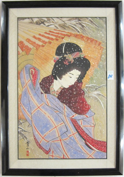 JAPANESE MIXED MEDIA PAINTING
