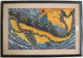 JAPANESE MIXED MEDIA PAINTING
