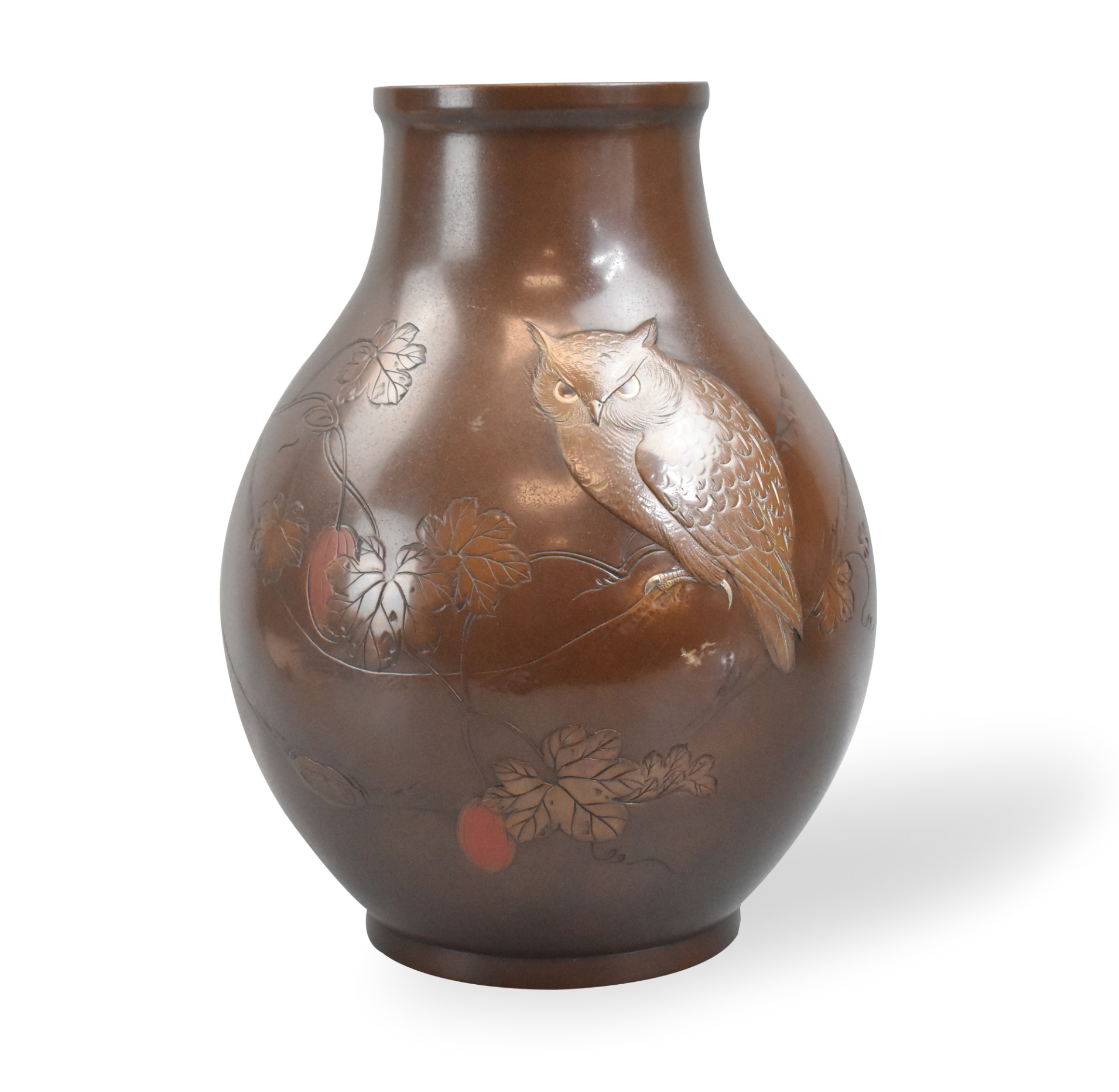 JAPANESE MIXED METAL BRONZE VASE W/