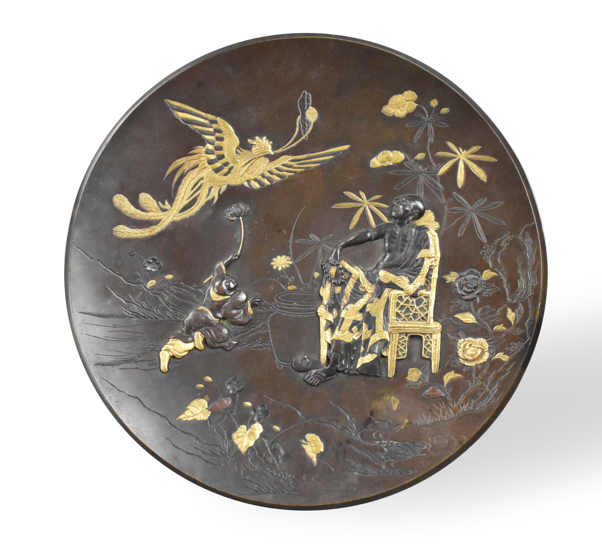 JAPANESE MIXED METAL DISH W/ LUOHAN