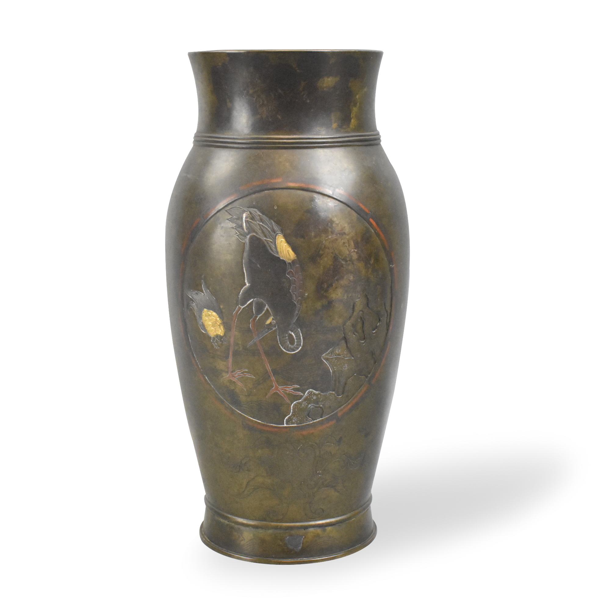 JAPANESE MIXED METAL VASE W/