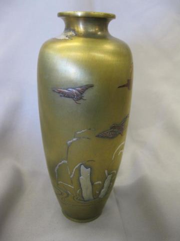 Japanese Mixed Metals Vase silver &