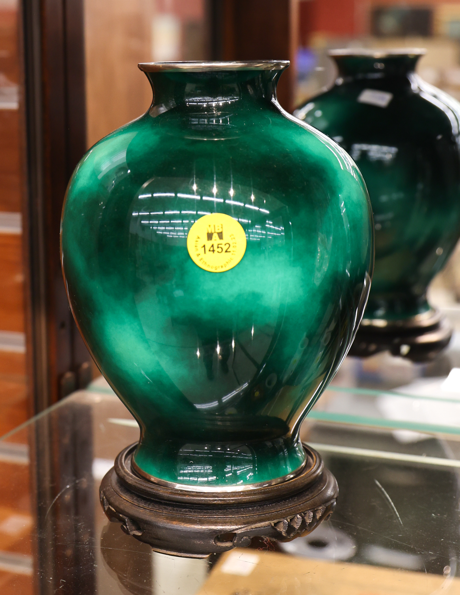 Japanese Mottled Green Cloisonne