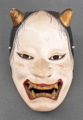 JAPANESE NOH 'NAMANARI' MASK,