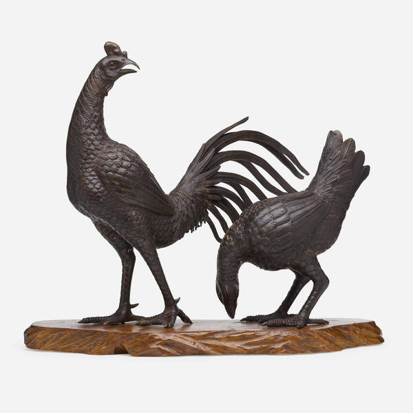 Japanese. Okimono 'Rooster and Hen'