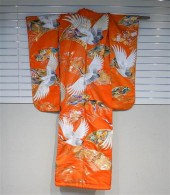 JAPANESE ORANGE SILK KIMONOJap