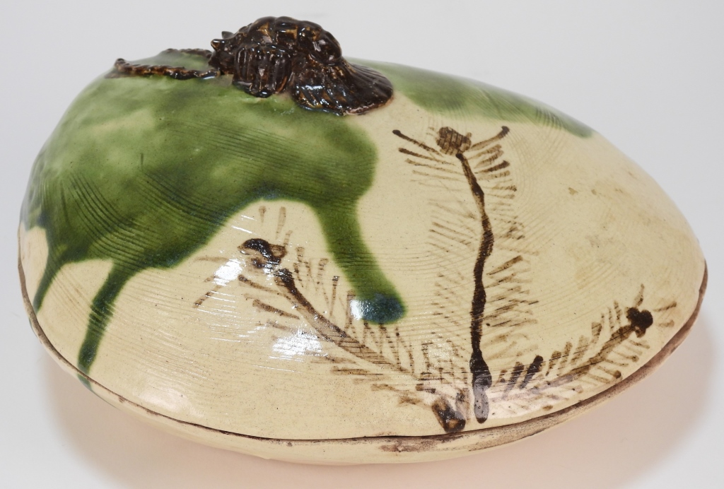 JAPANESE ORIBE STONEWARE VESSEL