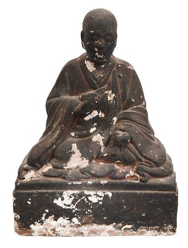 JAPANESE PAINTED CERAMIC SEATED