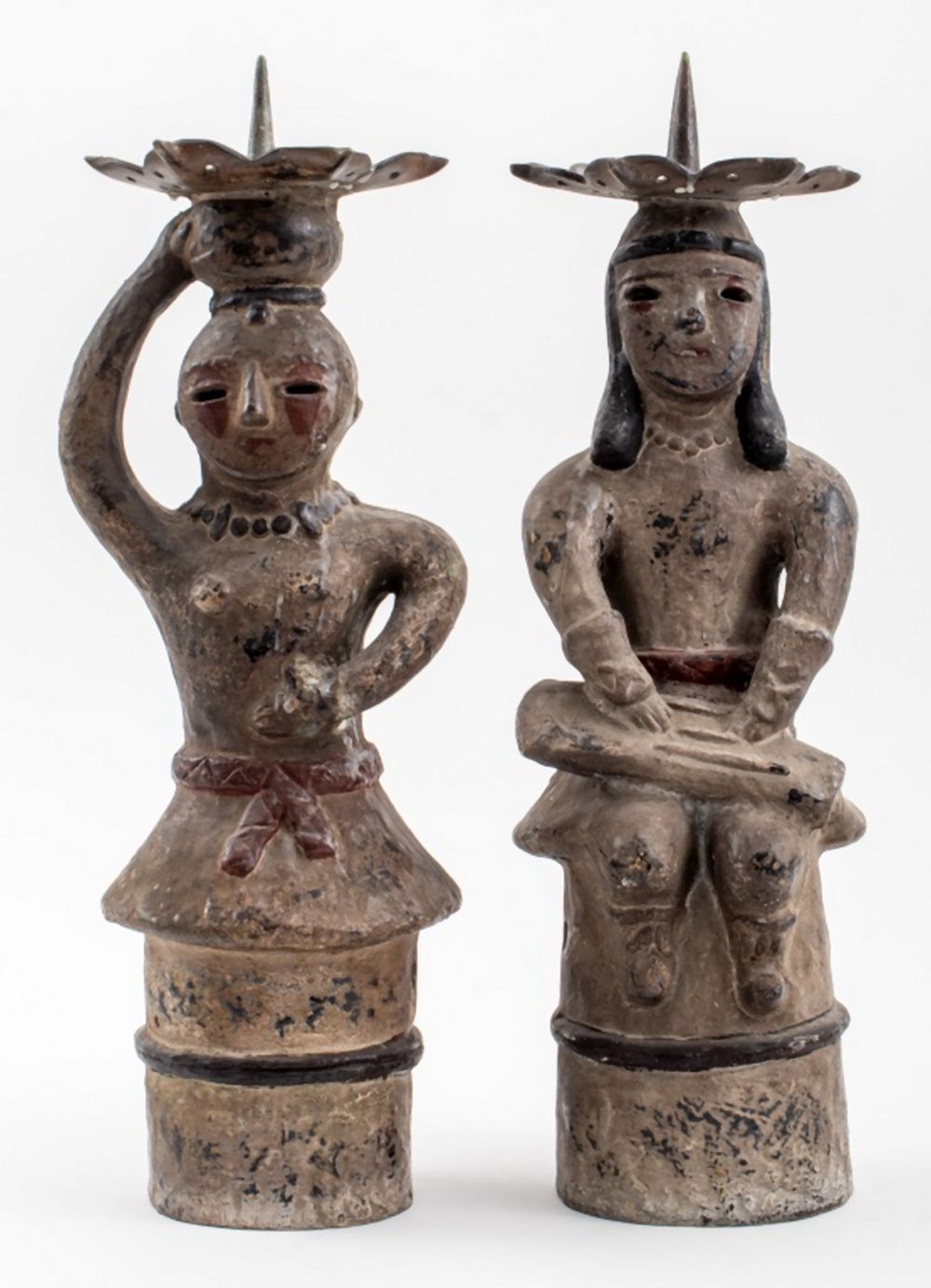 JAPANESE PAINTED METAL HANIWA