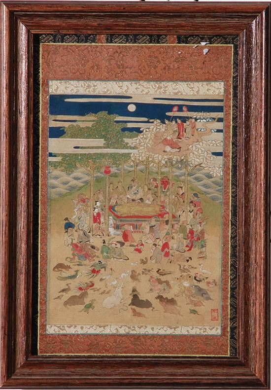Japanese painted silk burial
