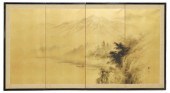 JAPANESE PAINTED SILK FOUR-PAN