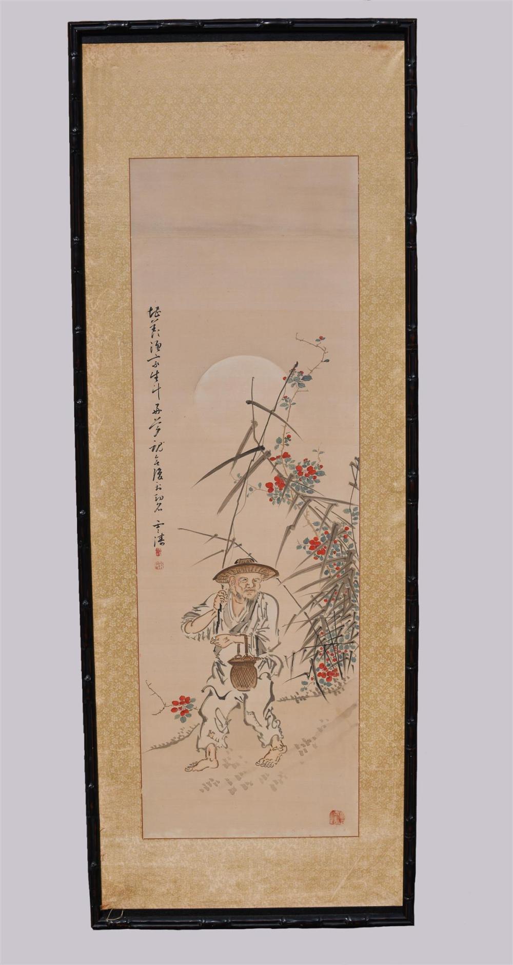 JAPANESE PAINTING OF A PEASANT IN A
