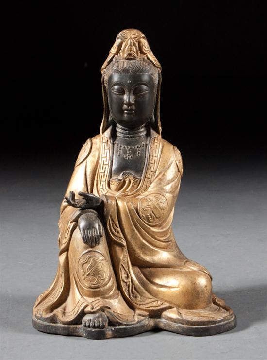 Japanese part-gilt and patinated