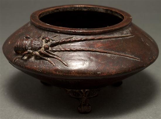 Japanese patinated bronze bowl late
