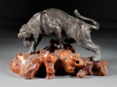 Japanese patinated bronze tige