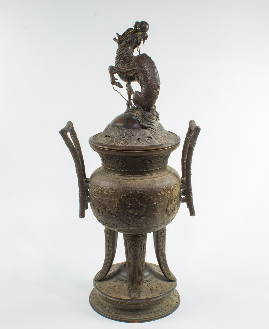 JAPANESE PATINATED BRONZE TRIPOD