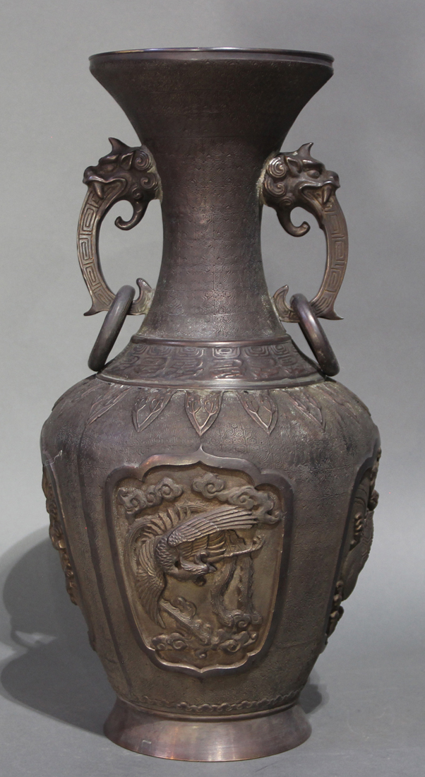 JAPANESE PATINATED BRONZE VASE