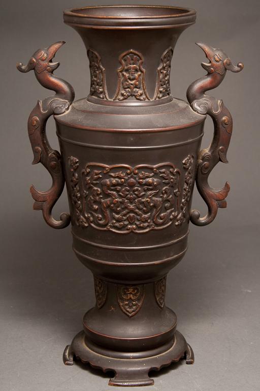 Japanese patinated bronze vase late