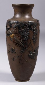 JAPANESE PATINATED BRONZE VASE