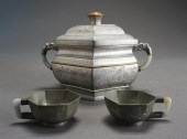JAPANESE PEWTER AND HARDSTONE