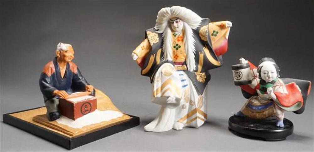 JAPANESE PORCELAIN KABUKI AND TWO