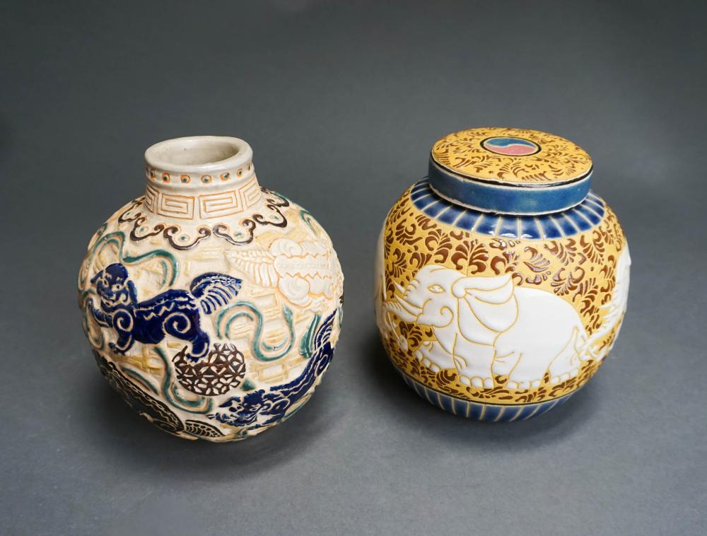 JAPANESE POTTERY GINGER JAR AND A