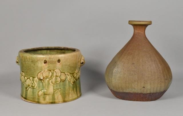 JAPANESE POTTERY VASE AND