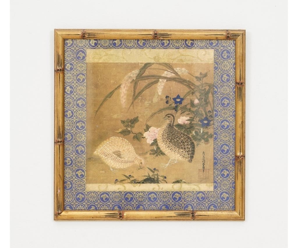 Japanese print of quails and
